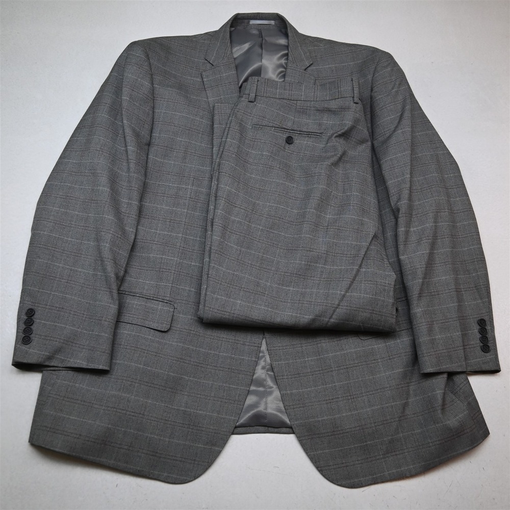 Giorgio Fiorelli 50L 42x26 Gray Windowpane Kent Mens Jacket Pants Suit